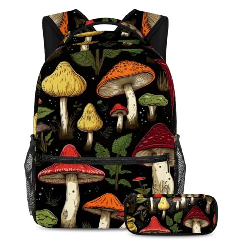 Sac à dos parfait pour les étudiants motif champignon ensemble cadeau rentrée