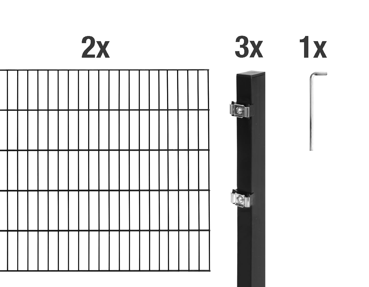 Alberts 627713 Doppelstabmattenzaun als 6 tlg. Zaun-Komplettset | matt schwarz | Höhe 100 cm | Länge 4 m
