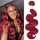 ANMETAN Red Burgundy Bundles Human Hair Body Wave, 12A Colored Bundles Human Hair 100% Unprocessed Remy Hair, Soft and Thick Burgundy Cherry Red 99J Single Wavy Sew in Quick Weave Double Weft 10 Inch
