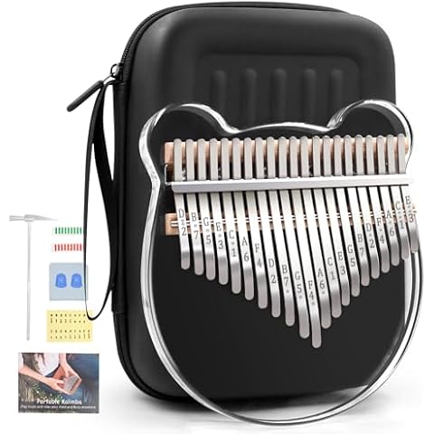 Acrylic Kalimba Thumb Piano,YUNDIE Portable 17/21 Keys Mbira Crystal Finger Piano, Musical Instruments Birthday Gift for Kid Adult Beginners Professional(Clear) (21 Keys) Cover