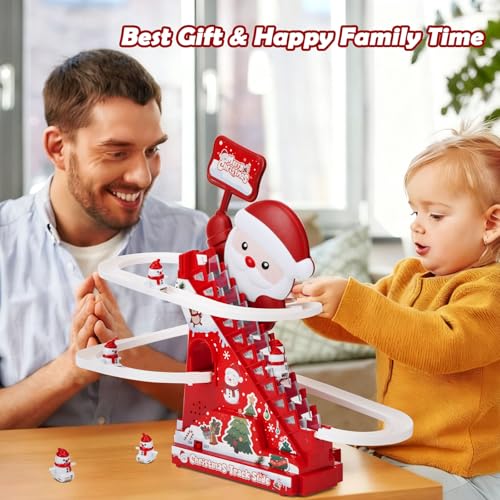Climbing Stair Slide Toy for Kids, Racing Tack Playset with Music and Light, Christams Toy, Santa Claus Themed, Gift for Boys Girls - image 6