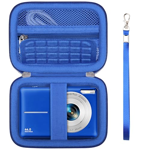 Supmay Funda de Transporte para IXNAIQY/para VAHOIALD/para la cámara Digital Kodak PIXPRO FZ55 FZ45, Funda de Viaje para cámaras Digitales compactas con Bolsillo de Malla para la batería, Azul