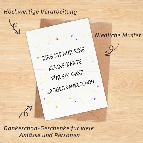 WenmthG - Dankeschön Geschenke(Klappkarte, inkl. Umschlag) - Dankeskarten - Kleines Danke Geschenk - Danke Karte für Frauen, Männer, Mädchen, Jungen