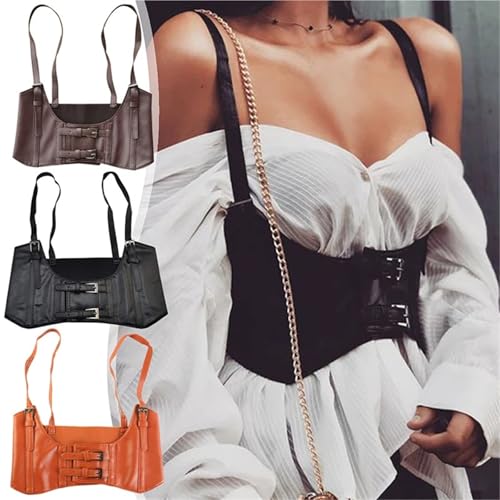 Women's Waist Belt Corset PU Leather Adjustable Punk Cummerbund Wide Belts Dress Waistband Cincher 1PC2