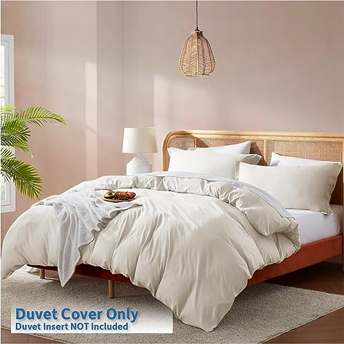 Nestl Off White California King Duvet Cover Sets - Soft Double Brushed Cal King Duvet Cover, 3 Piece, with Button Closure, 1 Duvet Cover 104x98 inches and 2 Pillow Shams