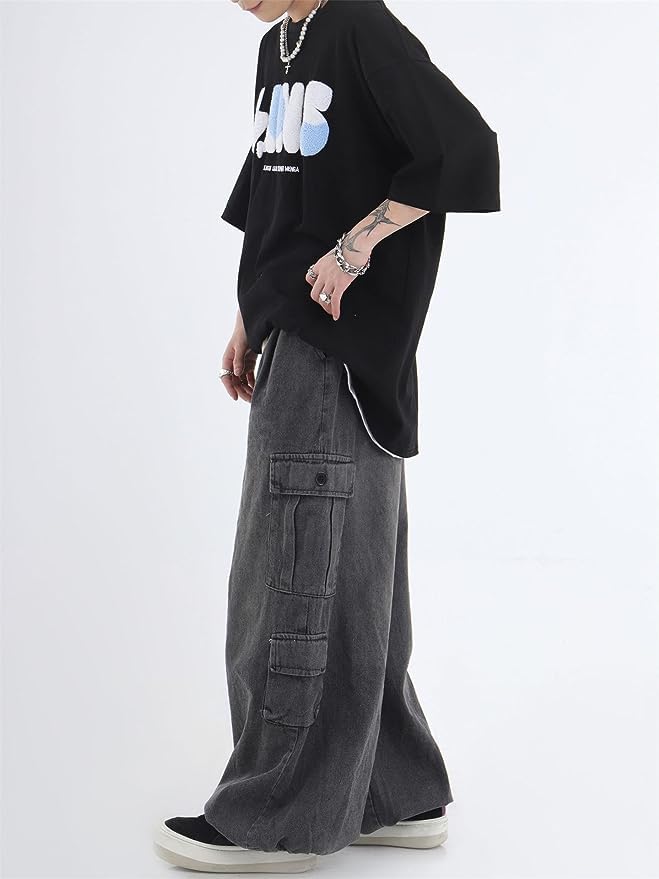 Women's Baggy Jeans Mens Grunge Cargo Pants Y2K Emo Demin Clothes Goth Parachute Sweatpants Vintage Jogger Clothing4