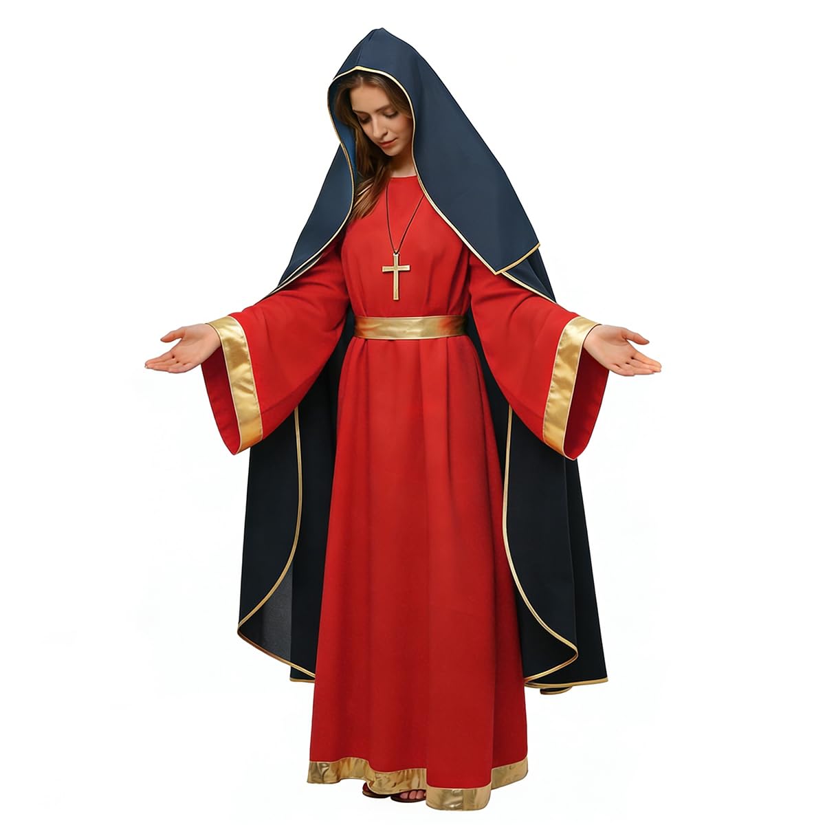 UniqKaliber Halo Virgin Mary Costume for Women, Adults Nativity Christmas Costumes Suit Biblical Costume โ image 1