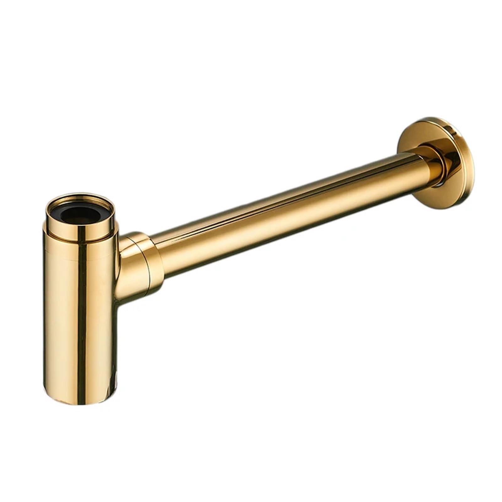 Sifón de botella latón redondo, sifón bronce frotado, lavabo baño, desagüe con emergente Para Fregaderos(Gold 1)