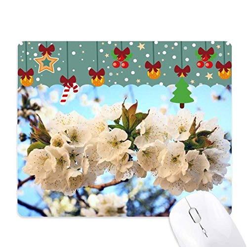 Tapis de souris fleurs blanches en caoutchouc pour bureau