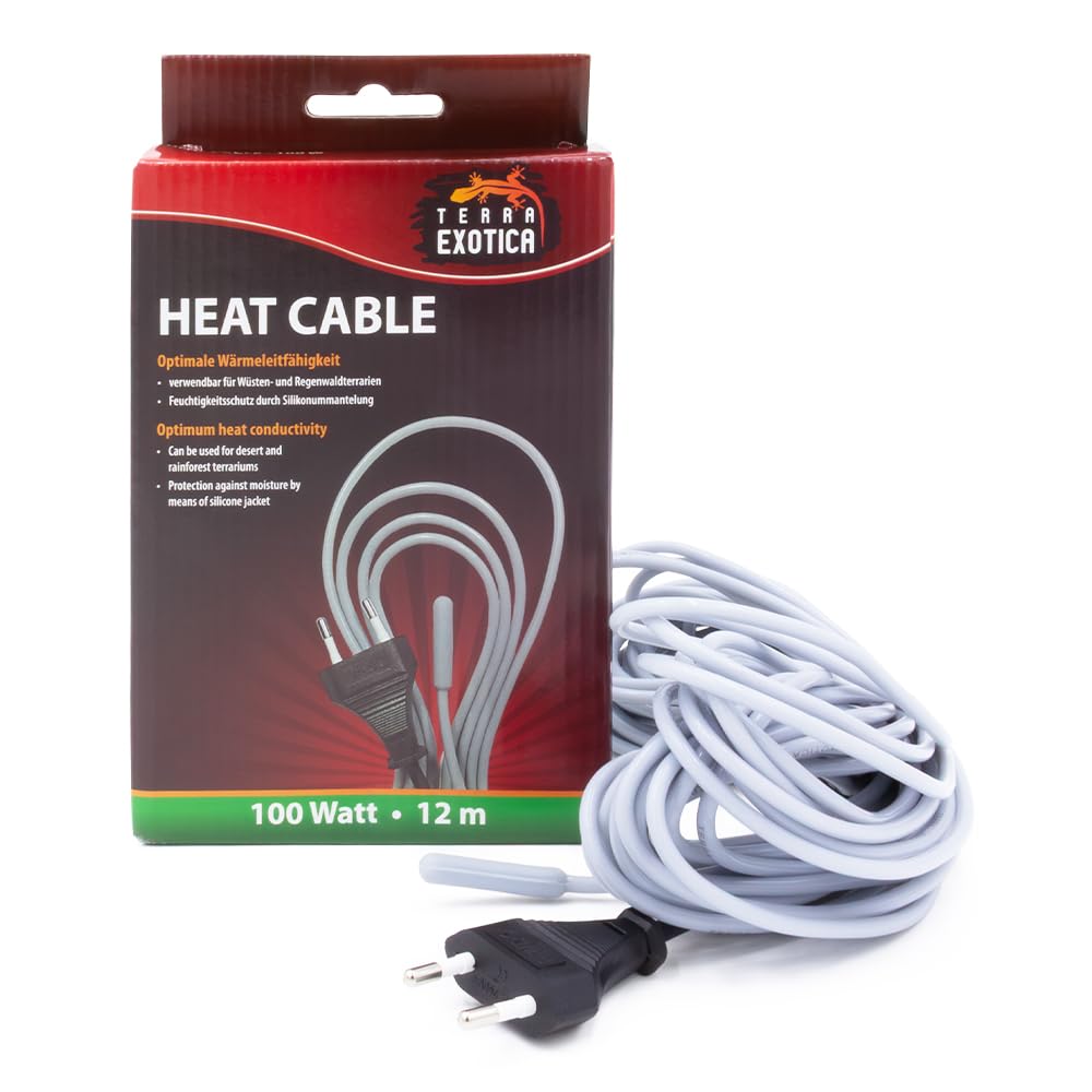 Terra Exotica Heizkabel - 100 Watt / 12 m Heat Cable - Bodenheizung für Terrarien - Terrarium Heizung - Silikonheizkabel für optimale Wärmeleitfähigkeit