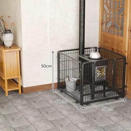 Independent Kaminschutzgitter Metall Verbrühschutz Schutzgitter für Hunde/ Katzen Haustiergehege (Schwarz, 50 x 50 x 50 cm)-3