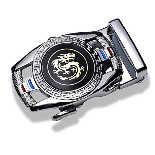 Barry.Wang Silver Belt for Men Ratchet Buckle Only Adjustable Business Animal Designer