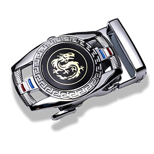 Image of Barry.Wang Mens Ratchet Belt 2 Pack Buckle Gift Set Dress Belts Leather Slide Strap Automatic 1 3 /8 inch Wedding Business