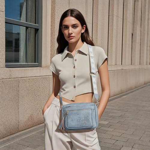 Image of KITEVIUN Crossbody Bags for Women Trendy Leather Crossbody Purse Shoulder Handbags Butterfly Design