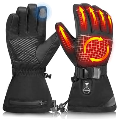 MaweMe Heated Gloves for Men Women,Electric Heated Ski Gloves with 3 Heat Settings, Rechargeable Heating Motorcycle Glove, Winter Thermal for Hiking Hunting Cycling
