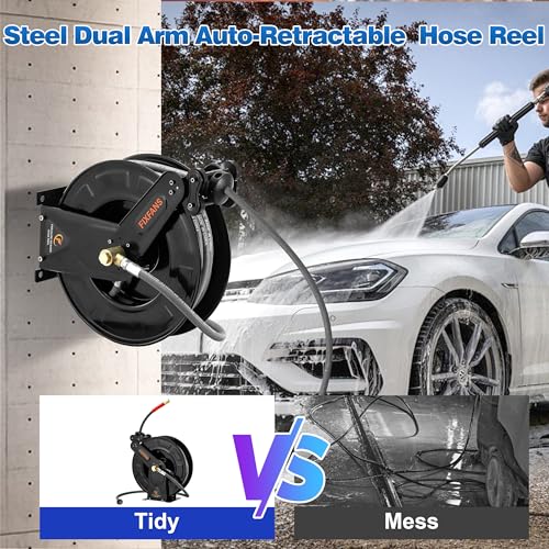 Heavy-Duty 50ft Auto-Retractable Hose Reel