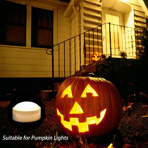 Image of 6 Pack Halloween Pumpkin Lights with Remote /Timer White Led Battery Operated Flameless Candles Pumpkin Latern Jack-O-Lantern Lights Decor Fall Decorations