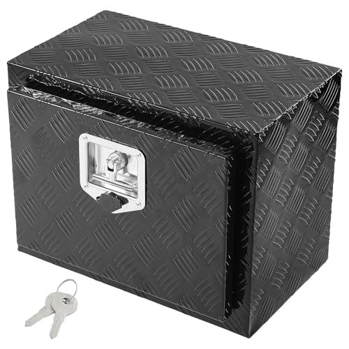 VEVOR Underbody Truck Box, 18" x 12" x 14" Pickup Storage Box, Heavy Duty Aluminum Diamond Plate Tool Box with Lock and Keys, Waterproof Trailer Storage Box with T-Handle Latch for Truck, Van, Trailer