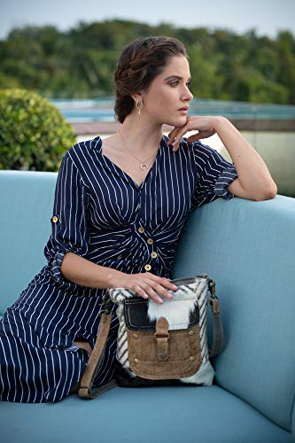 Myra Bag Approach Upcycled Canvas & Cowhide Crossbody Bag S-1349, Brown, One Size4