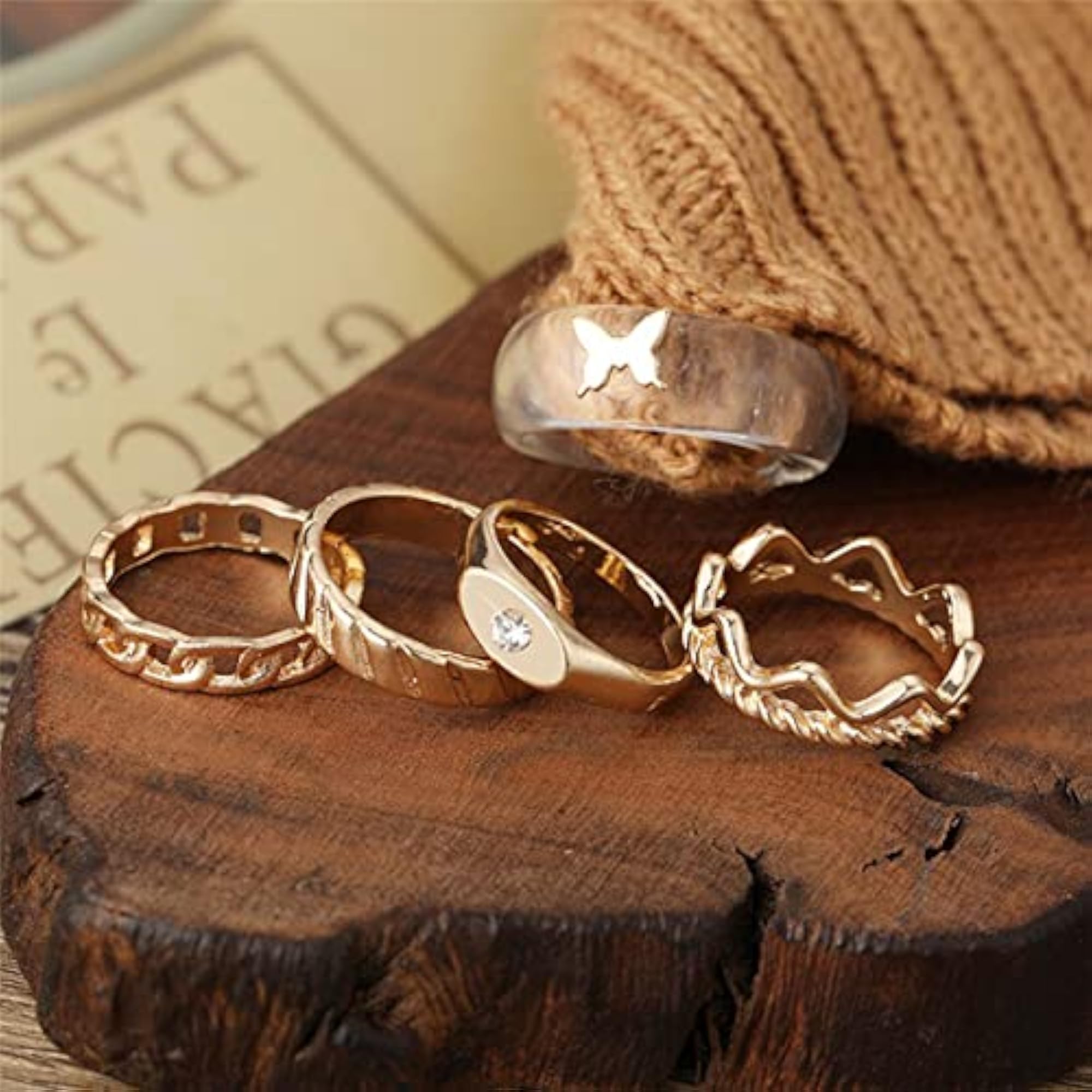 Plated-Toned Rings Set of 5