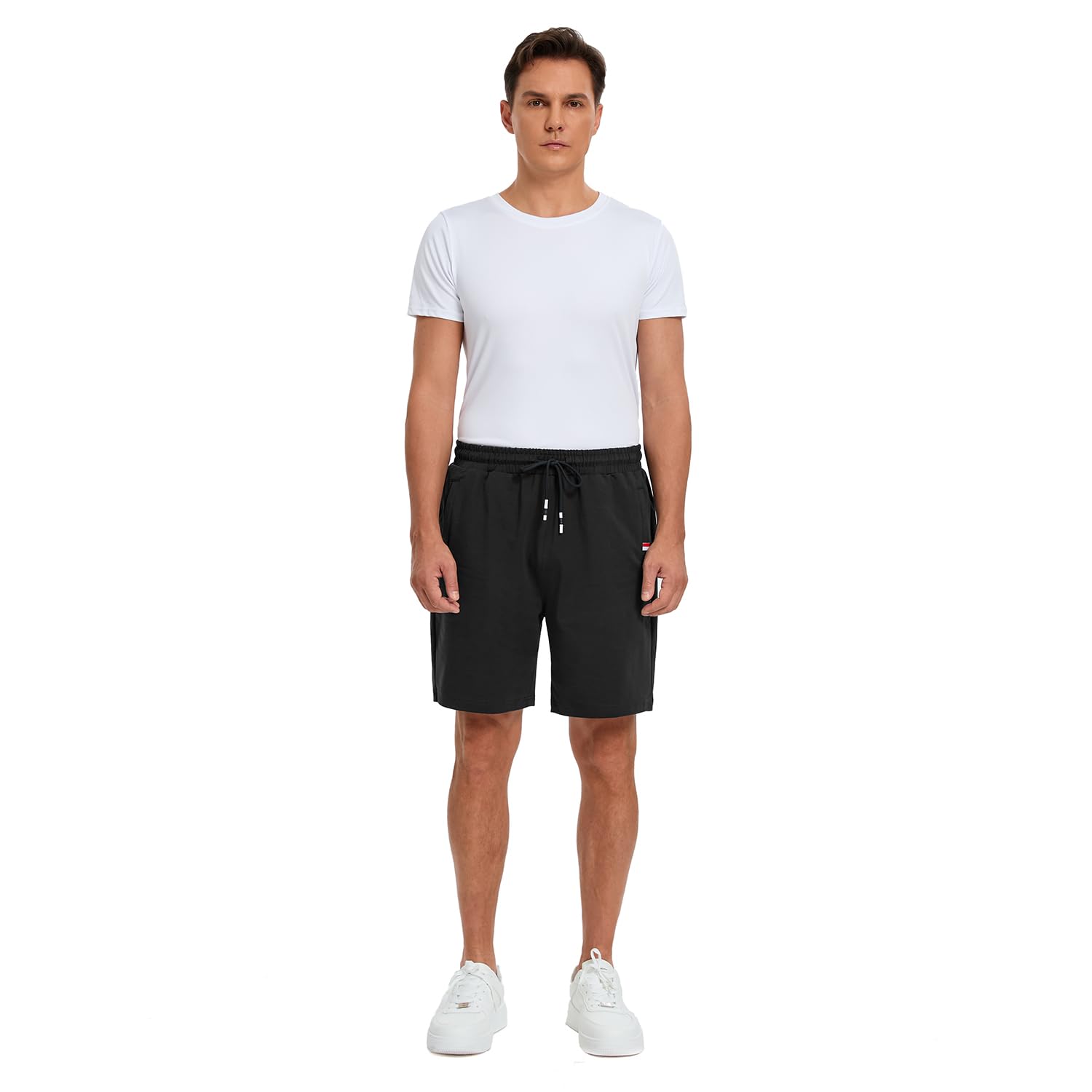 FGFD&OU Pantalón Corto Hombre Algodón Pantalones Cortos Deportivo para Correr Deporte Yoga Tiempo Libre, Bermuda de Elásticos Transpirable con Bolsillos Cremallera