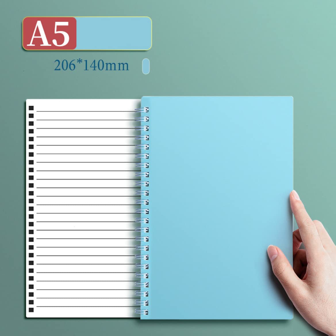 ノート・メモ帳 Lucky Amazon | QQZSG ノート ポケット付メモ 青 ノート シンプル リング 横