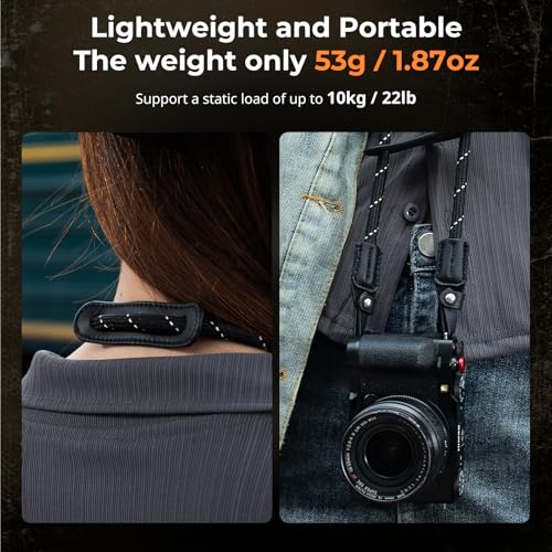 Image of SMALLIRG Rope Camera Neck Shoulder Strap, Adjustable Braided Shoulder Strap with O-Ring and Leather Pad