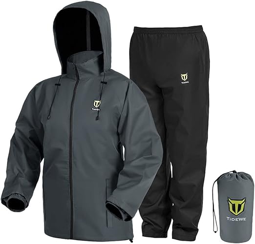 TIDEWE Rain Suit, Waterproof Breathable Lightweight 2 Pieces Rainwear
