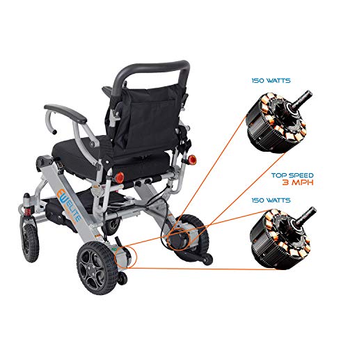 EW Elite Wheelchair Foldable Electric Powered Wheelchair, Supports up to 265 lb, Weighs 50lb, Up to 12 Miles Range with 2 Batteries, Approved for Airplane Travel, Safe and Easy to Drive. Model N5513A
