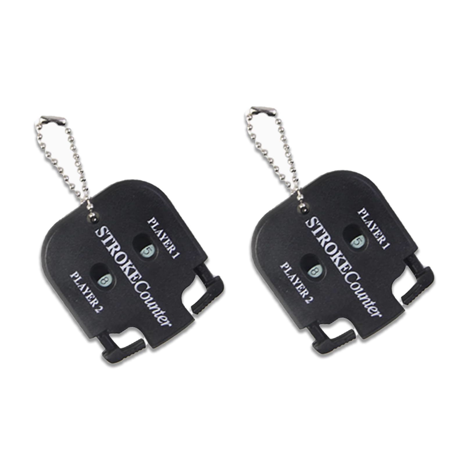 Sicheii 2 Pack Golf Stroke Counter with Key Chain, 2 Player Golf Clicker Counter Handheld, Mini Golf Score Shot Counter Hand Press Digit for Women Men Golf Game Scoring Keeper, Black