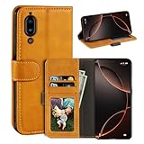 UOGNADGD Leder-Flip-Hülle Kompatibel mit Sharp Aquos C10 Geldbörsen-Hülle mit Kartenfächern, Magnetverschluss, Kickstand, RFID Stoßfest (Hellbraun)