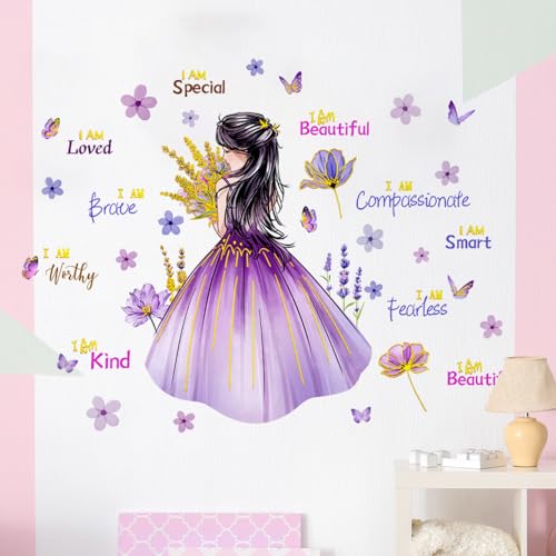 Stickers de Pared Mariposa y Flores para Niñas, Vinilo Rosa miniatura 3