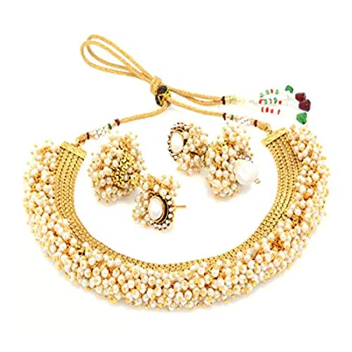 Pearl Wedding Bridal Necklace Set with Earrings and Bangles Combo