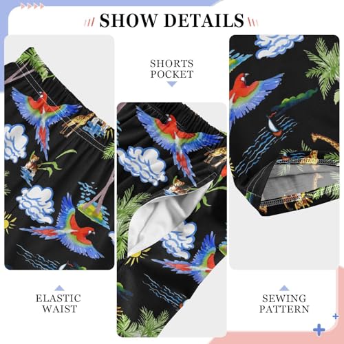 ZZXXB Tropical Giraffe Palm Tree Boys Long Pants Soft Trousers Elastic Waist Kids Lounge Bottoms with Pockets S-XL4