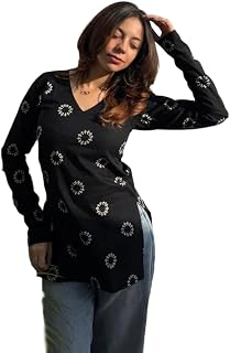 FELISIA Women's Rayon Floral Printed Full Sleeves V-Neck Short Kurti, Bell Sleeves, Short Kurti for Woman, Stylish Ethnic ... Price In India