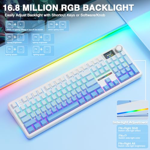 Image of Aula F108 PRO - Wireless Mechanical Keyboard with Screen&Knob,Hot Swappable Gaming Keyboard with 8000mAh Battery,Pre-lubed Switches,RGB Backlit,Creamy Sounding Computer Keyboards,104 Keys (Renewed)