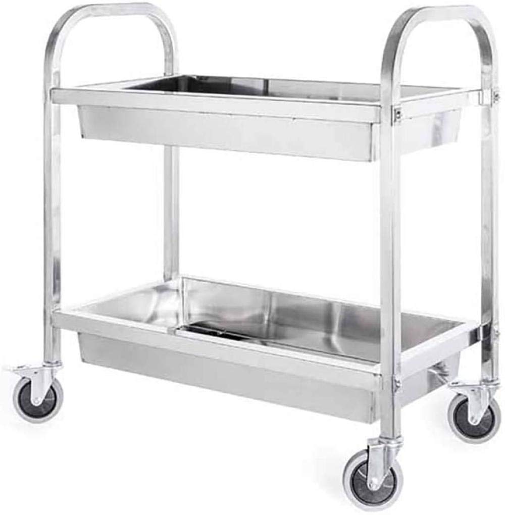 MFRELMNZG Metal Rolling Serving Trolley Cart with Lockable Wheels for Kitchen and Bathroom Storage 85 x 45 x 90cm