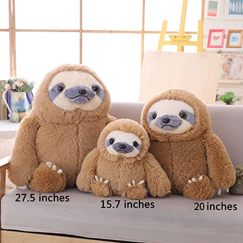 Image of Winsterch Small 15.7-Inch Brown Cute Sloth Plush Stuffed Animal Toy | Adorable Goofy Expressions, Generously Sized for Cozy Cuddling, Soft Plush, Ideal Gift for Boys and Girls