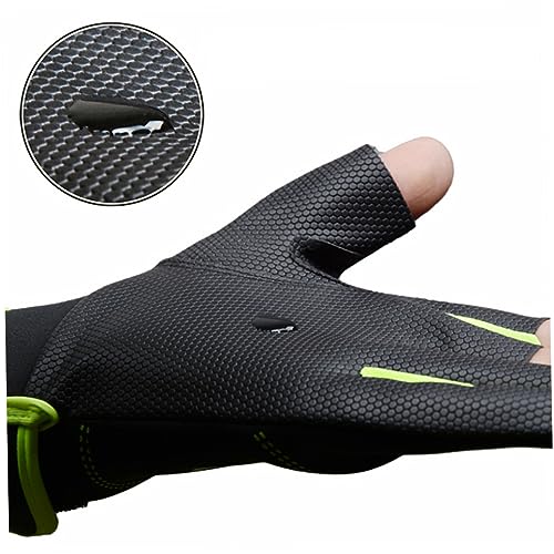 Guantes de pesca sin 3 dedos de vela verde acolchados para kayak 3
