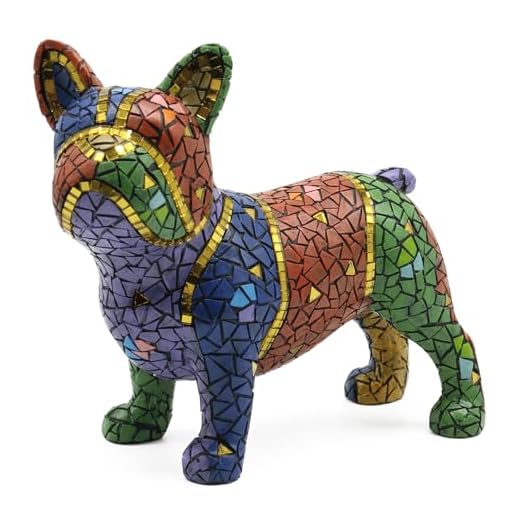 Lukitas French Bulldog Statue Home Decor, Colorful Dog Sculpture, Mosaic Animal Ornament Figurine for Living Room Office Garden, Resin 7.5''
