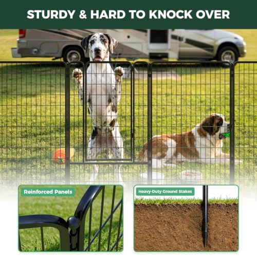 Image of FXW Rollick Dog Playpen with RV Step Grid for RV Camping, 50 inch H, 16 Panels | Easy Setup & Sturdy, Blocks RV Stair Gaps, Fits RV Steps up to 30 inchW, For Large Dogs, Patented