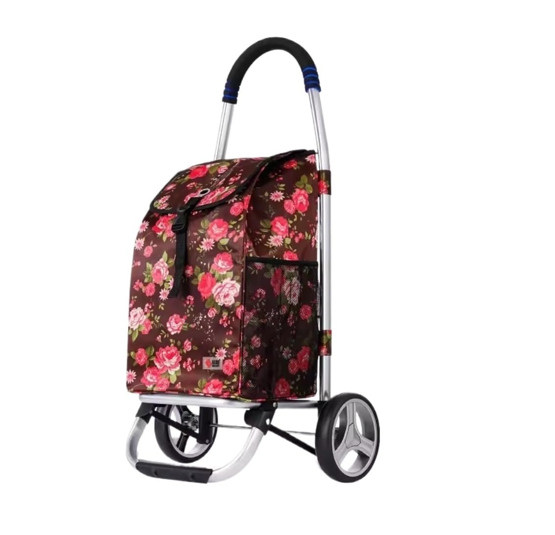 SBZIOJHDR foldable shopping trolley， Folding Shopping Trolley with Removable Oxford Cloth Bag for Laundry Grocery(A,2 wheels)