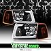 Alpha Owls 8719701 Crystal Headlights With Signal Corner Lights & White LED Light Bar 4-Pieces - Black Amber Fits 2001-2011 Ford Ranger