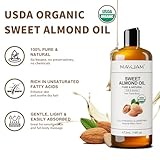 MAYJAM Sweet Almond Oil Organic 473ml, 100% Pure and Natural USDA Certified Sweet Almond Oils with Cold Pressed, Unrefined, Almond Oil Carrier Oil for Skin & Hair, Body Face & Massage - Image 2
