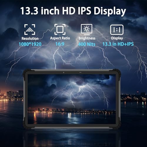 Image of ST13-J Rugged Tablet with Barcode Scanner, 13.3 inch Windows 11 Pro IP65 Waterproof Tablet w /N4680 Scan Engine, 1D /2D QR Inventory Scanner, 8GB+256GB, 4G LTE /GPS /NFC (with 2D Version)