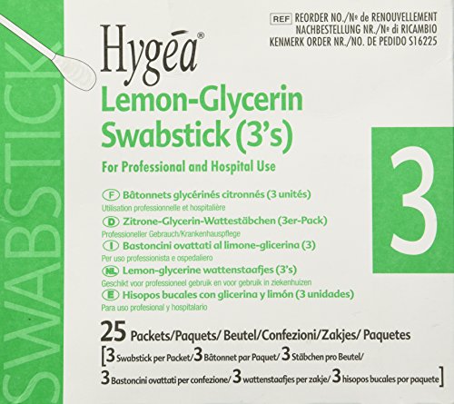 PDI Hygea Lemon Glycerine Swabsticks (3's) - 1/Box of 25 (3 Swabs per Packet, Totaling 75)