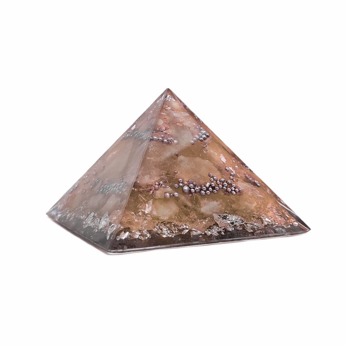 Piramide di orgonite "Hazel" - cristallo di orgonite spirituale con pietre preziose | rutilio | quarzo nocciola | diamante Herkimer [misura media]