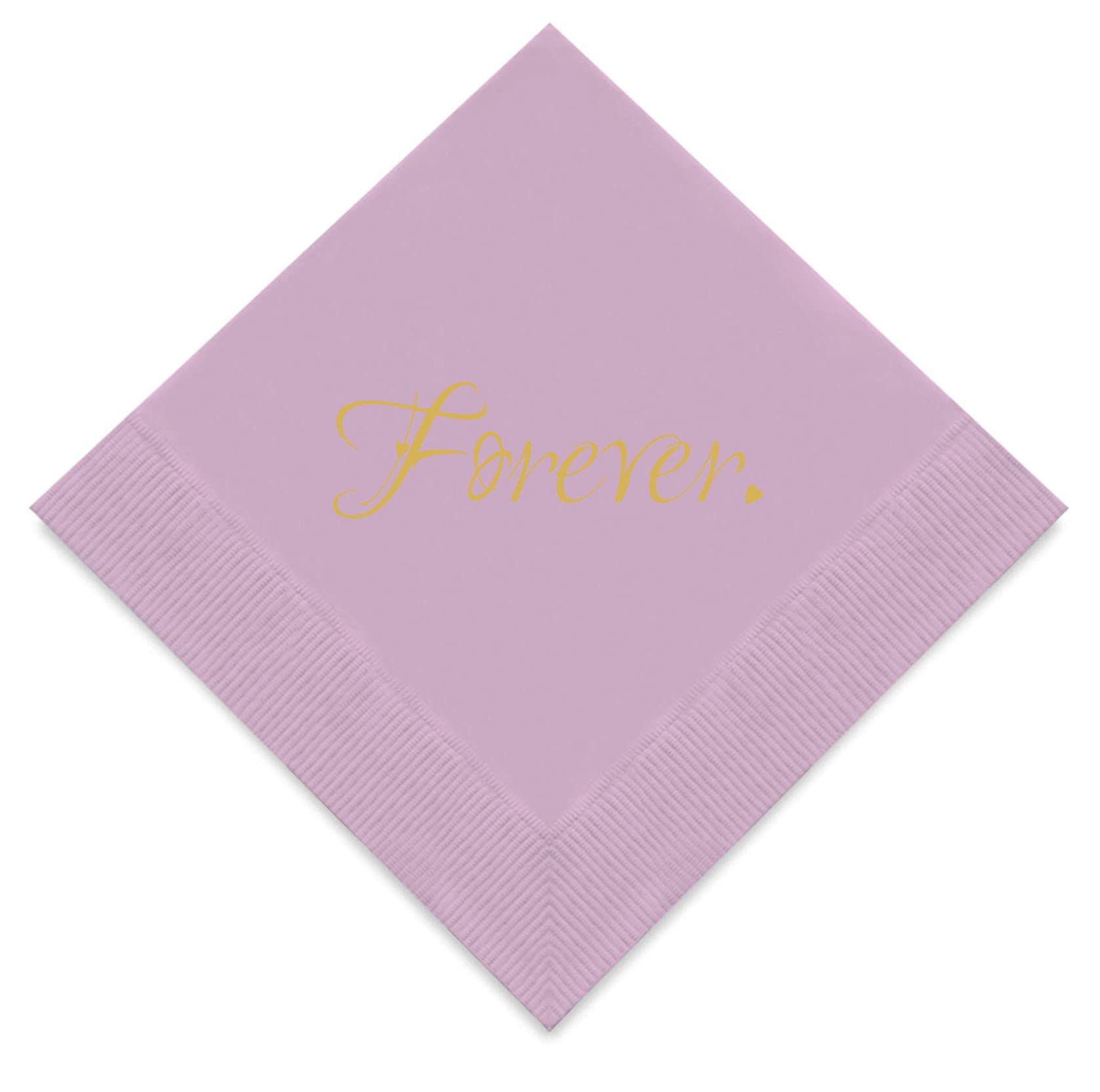 Weddingstar3-Ply Gold Foil Cocktail Napkins Lavender - Forever