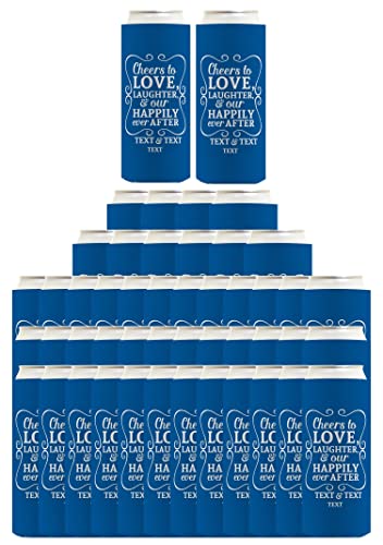 Wedding Guest Favors Personalized Cheers To Love Custom Names & Date 96-Pack Personalized Ultra Slim Can Coolies Party Pack Twilight