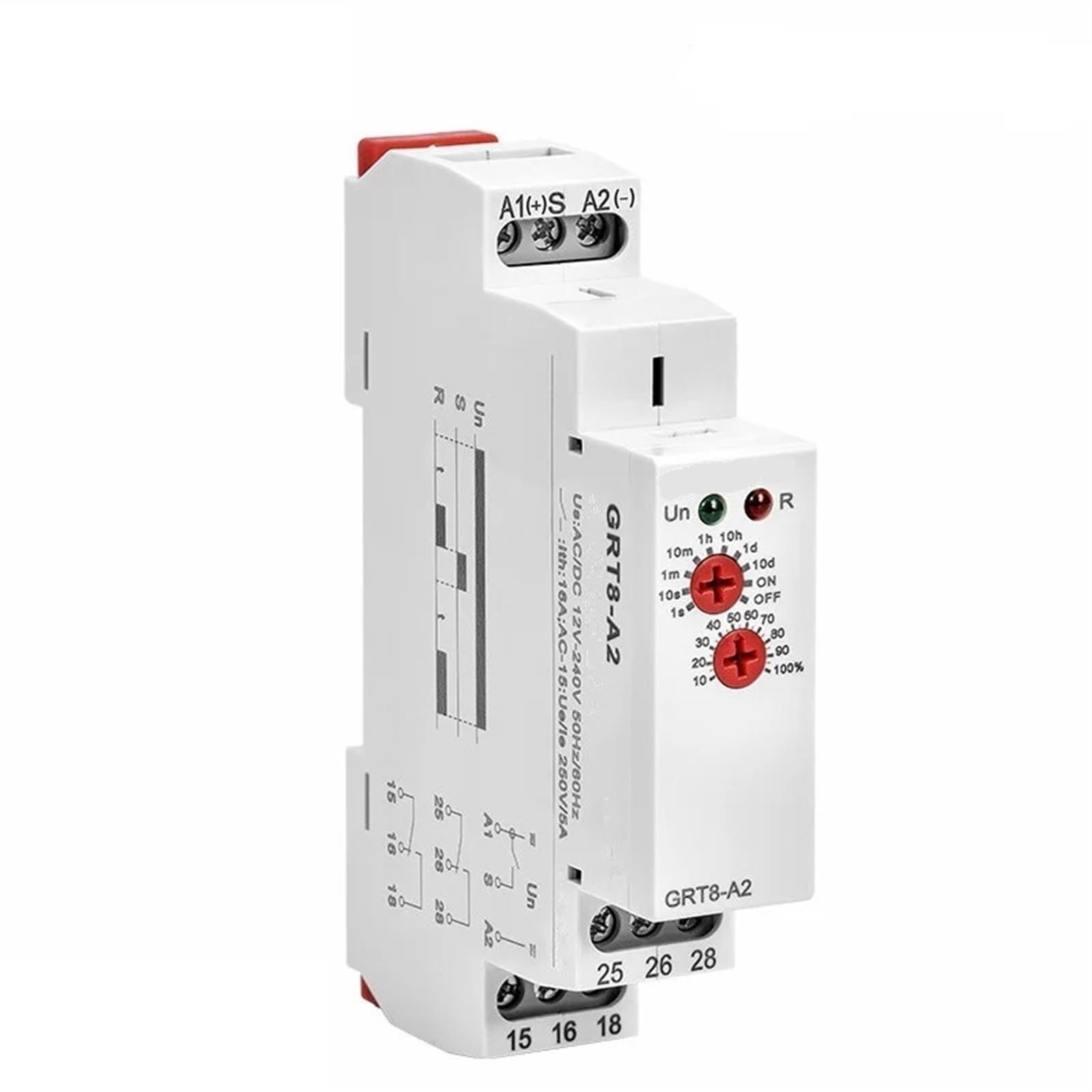 GRT8-A 16A SPDT Electronic Timer Relay with Ignition Delay, DIN Rail Type, AC 230V or AC/DC 12-240V, 1 Pack (GRT8-A2-AC230V)